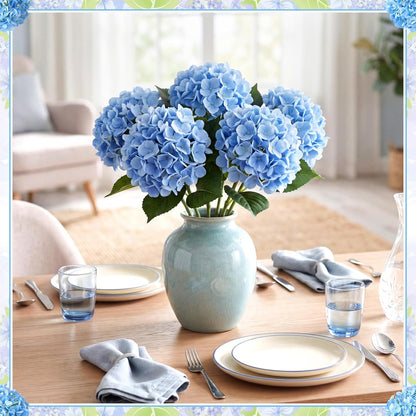 12 Pcs Hydrangea Artificial Flowers 20" Realistic Touch Faux Hydrangea Latex Flower Fake Hydrangeas with Stems for Vase Home Party Outdoor Wedding Centerpiece Bouquet(Orange)
