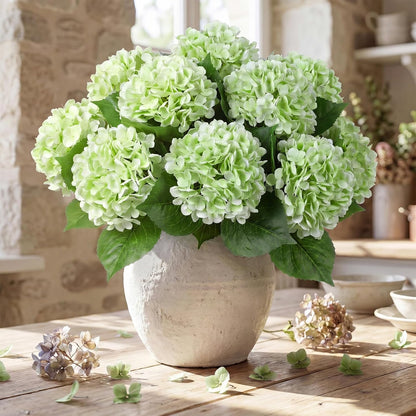 12 Pcs Hydrangea Artificial Flowers 20" Realistic Touch Faux Hydrangea Latex Flower Fake Hydrangeas with Stems for Vase Home Party Outdoor Wedding Centerpiece Bouquet(Orange)