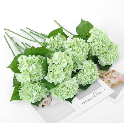 12 Pcs Hydrangea Artificial Flowers 20" Realistic Touch Faux Hydrangea Latex Flower Fake Hydrangeas with Stems for Vase Home Party Outdoor Wedding Centerpiece Bouquet(Orange)