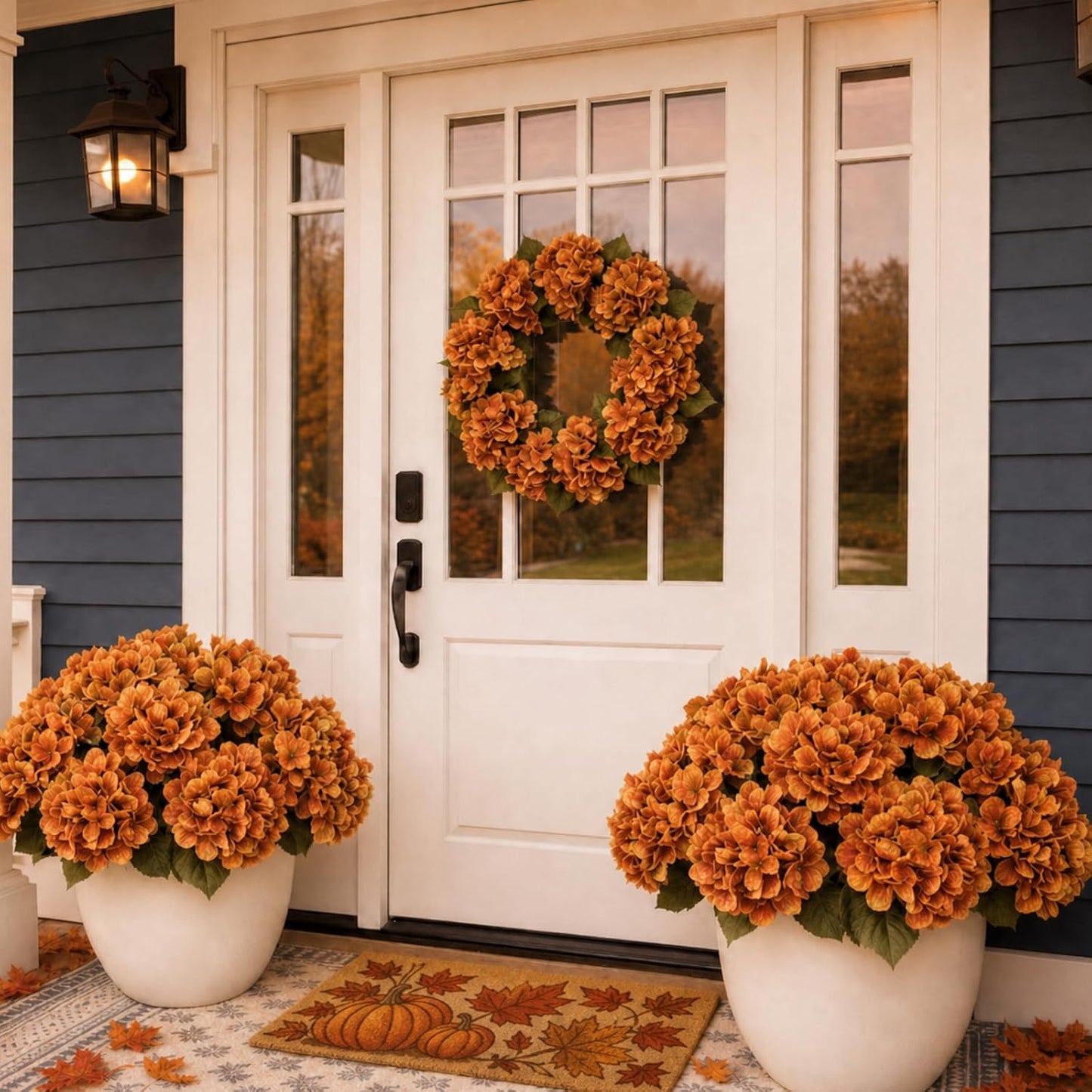 12 Pcs Hydrangea Artificial Flowers 20" Realistic Touch Faux Hydrangea Latex Flower Fake Hydrangeas with Stems for Vase Home Party Outdoor Wedding Centerpiece Bouquet(Orange)