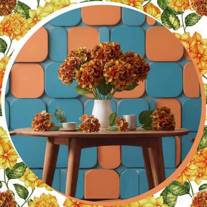 12 Pcs Hydrangea Artificial Flowers 20" Realistic Touch Faux Hydrangea Latex Flower Fake Hydrangeas with Stems for Vase Home Party Outdoor Wedding Centerpiece Bouquet(Orange)