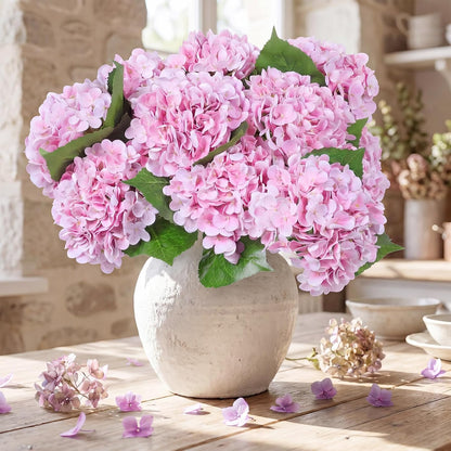 12 Pcs Hydrangea Artificial Flowers 20" Realistic Touch Faux Hydrangea Latex Flower Fake Hydrangeas with Stems for Vase Home Party Outdoor Wedding Centerpiece Bouquet(Orange)