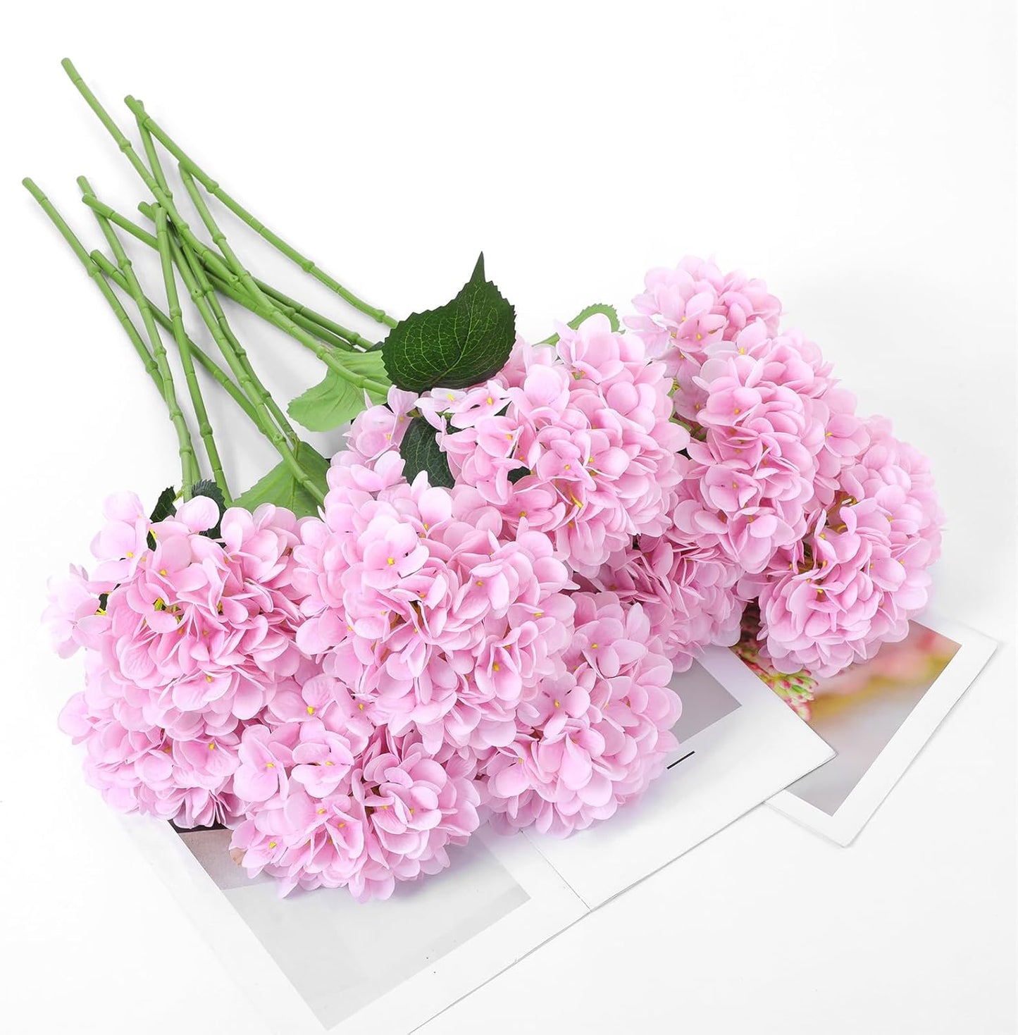 12 Pcs Hydrangea Artificial Flowers 20" Realistic Touch Faux Hydrangea Latex Flower Fake Hydrangeas with Stems for Vase Home Party Outdoor Wedding Centerpiece Bouquet(Orange)