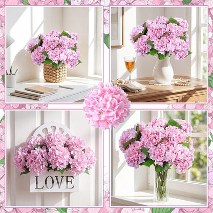 12 Pcs Hydrangea Artificial Flowers 20" Realistic Touch Faux Hydrangea Latex Flower Fake Hydrangeas with Stems for Vase Home Party Outdoor Wedding Centerpiece Bouquet(Orange)
