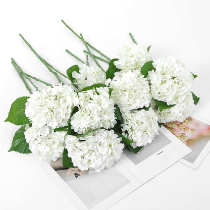 12 Pcs Hydrangea Artificial Flowers 20" Realistic Touch Faux Hydrangea Latex Flower Fake Hydrangeas with Stems for Vase Home Party Outdoor Wedding Centerpiece Bouquet(Orange)