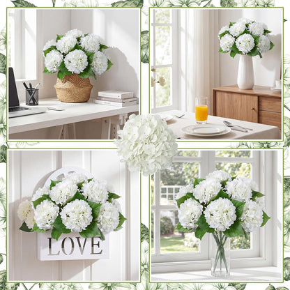 12 Pcs Hydrangea Artificial Flowers 20" Realistic Touch Faux Hydrangea Latex Flower Fake Hydrangeas with Stems for Vase Home Party Outdoor Wedding Centerpiece Bouquet(Orange)