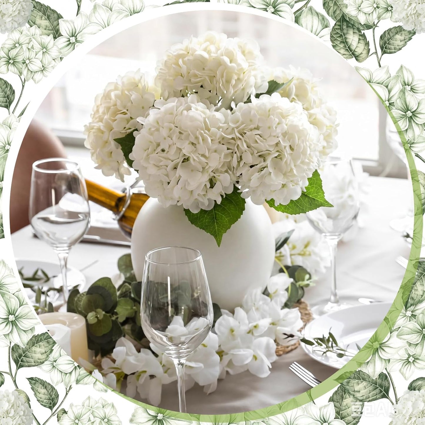 12 Pcs Hydrangea Artificial Flowers 20" Realistic Touch Faux Hydrangea Latex Flower Fake Hydrangeas with Stems for Vase Home Party Outdoor Wedding Centerpiece Bouquet(Orange)