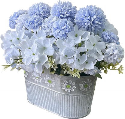 Artificial Hydrangea Potted Flower, Silk Flowers Arrangement for Table Centerpieces Décor, Flower Bouquet for Wedding Decoration, Blue