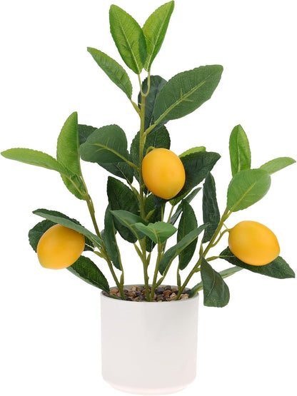 Artificial Yellow Lemons Plants Potted 14.5" Table Centerpiece