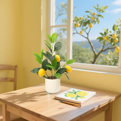 Artificial Yellow Lemons Plants Potted 14.5" Table Centerpiece
