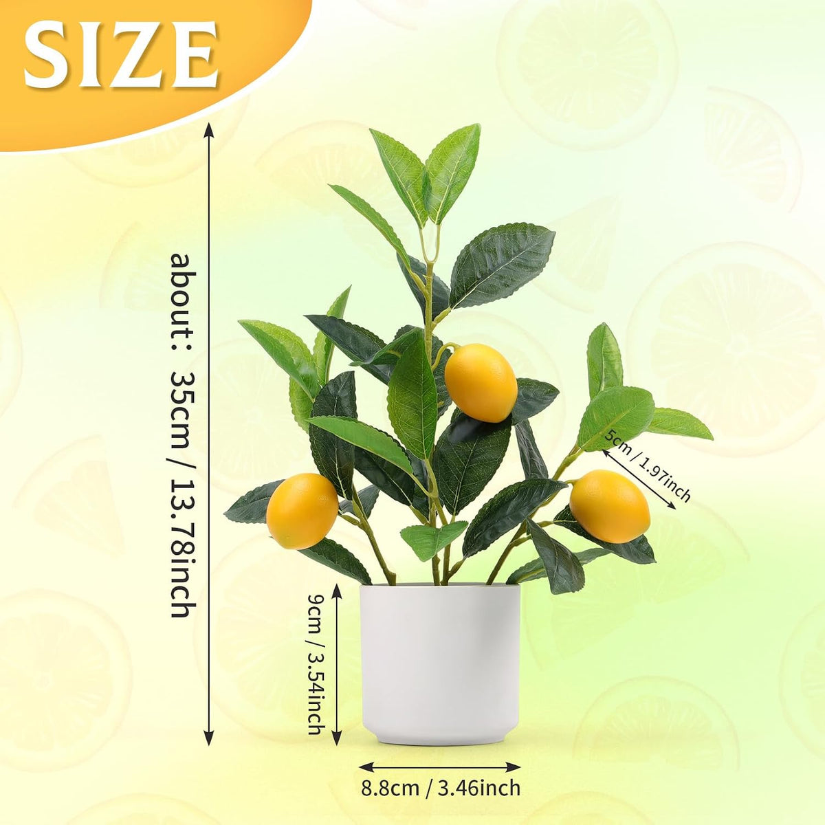 Artificial Yellow Lemons Plants Potted 14.5" Table Centerpiece