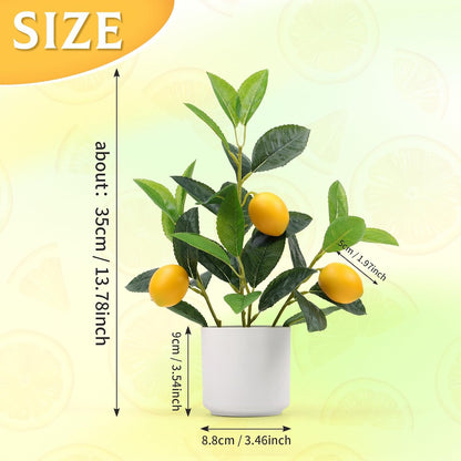 Artificial Yellow Lemons Plants Potted 14.5" Table Centerpiece