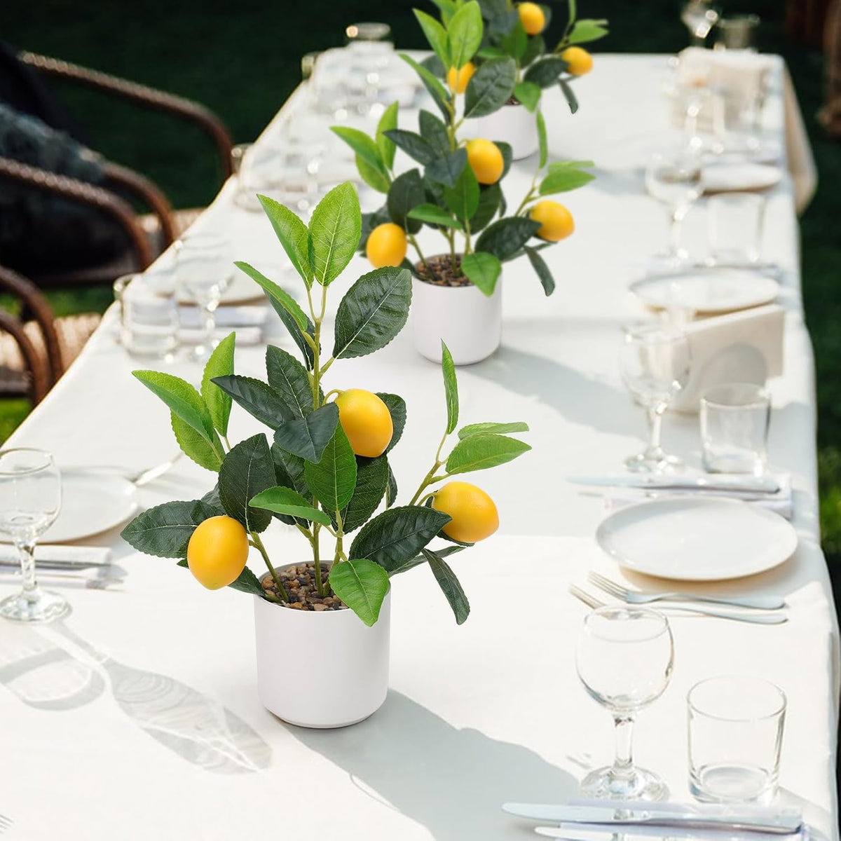 Artificial Yellow Lemons Plants Potted 14.5" Table Centerpiece