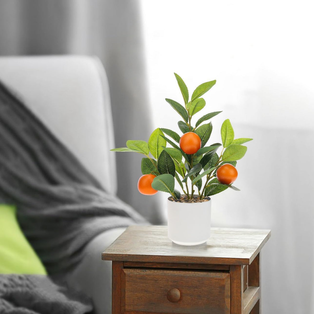 Artificial Yellow Lemons Plants Potted 14.5" Table Centerpiece