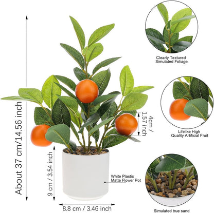 Artificial Yellow Lemons Plants Potted 14.5" Table Centerpiece
