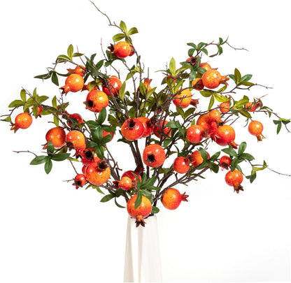 4Pcs 31.5 Inch Artificial Pomegranate Branches, Fake Fruit Branch