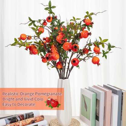 4Pcs 31.5 Inch Artificial Pomegranate Branches, Fake Fruit Branch