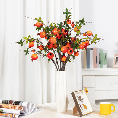4Pcs 31.5 Inch Artificial Pomegranate Branches, Fake Fruit Branch