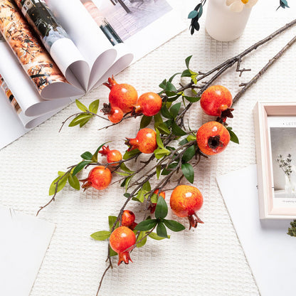 4Pcs 31.5 Inch Artificial Pomegranate Branches, Fake Fruit Branch