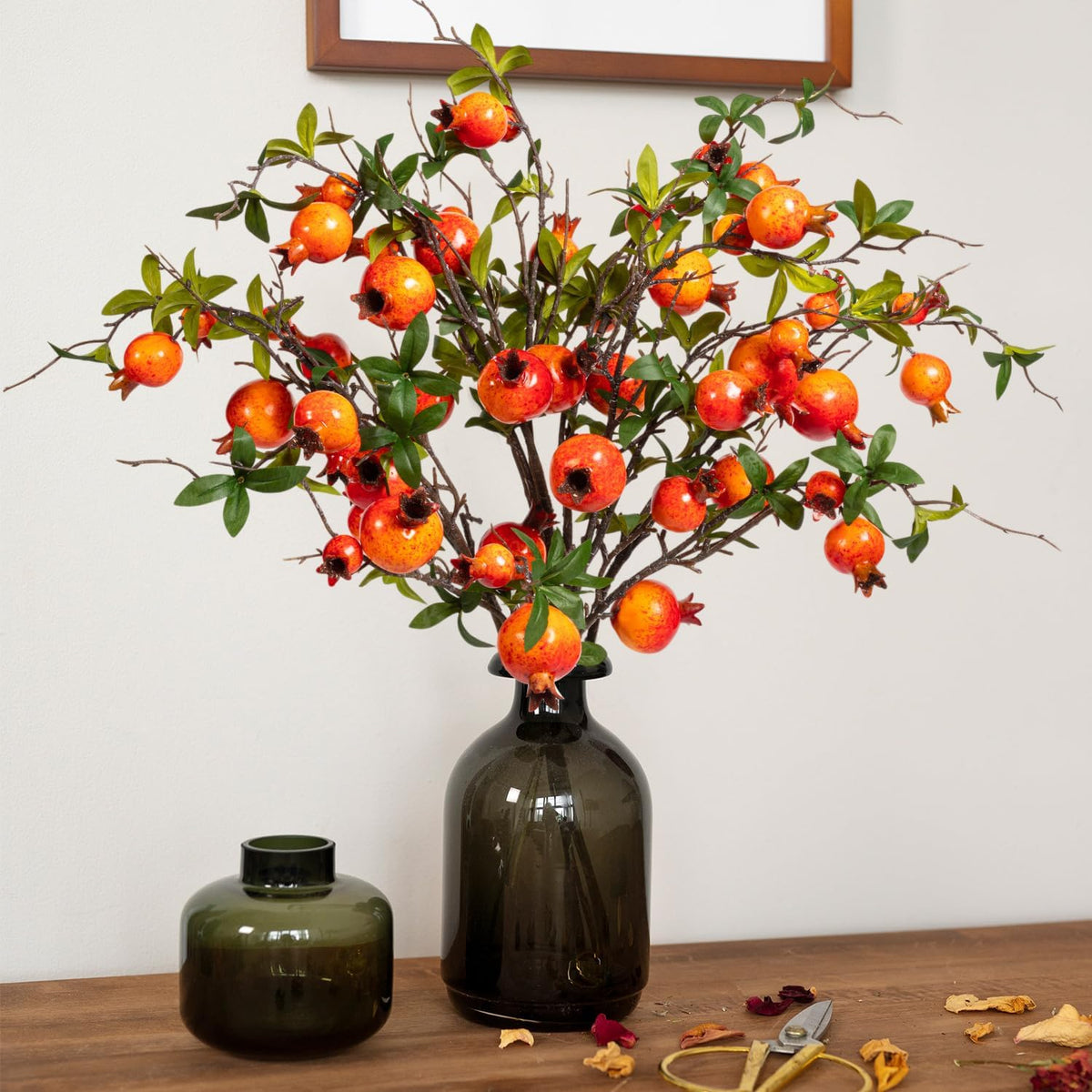4Pcs 31.5 Inch Artificial Pomegranate Branches, Fake Fruit Branch