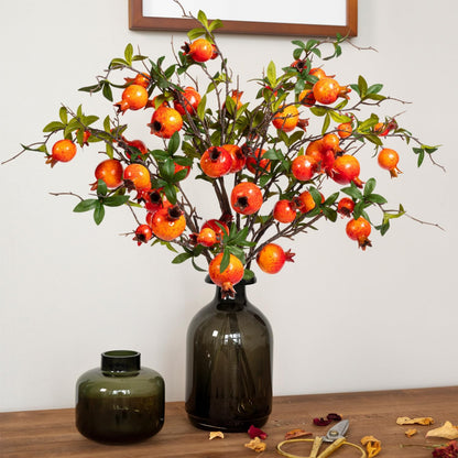 4Pcs 31.5 Inch Artificial Pomegranate Branches, Fake Fruit Branch
