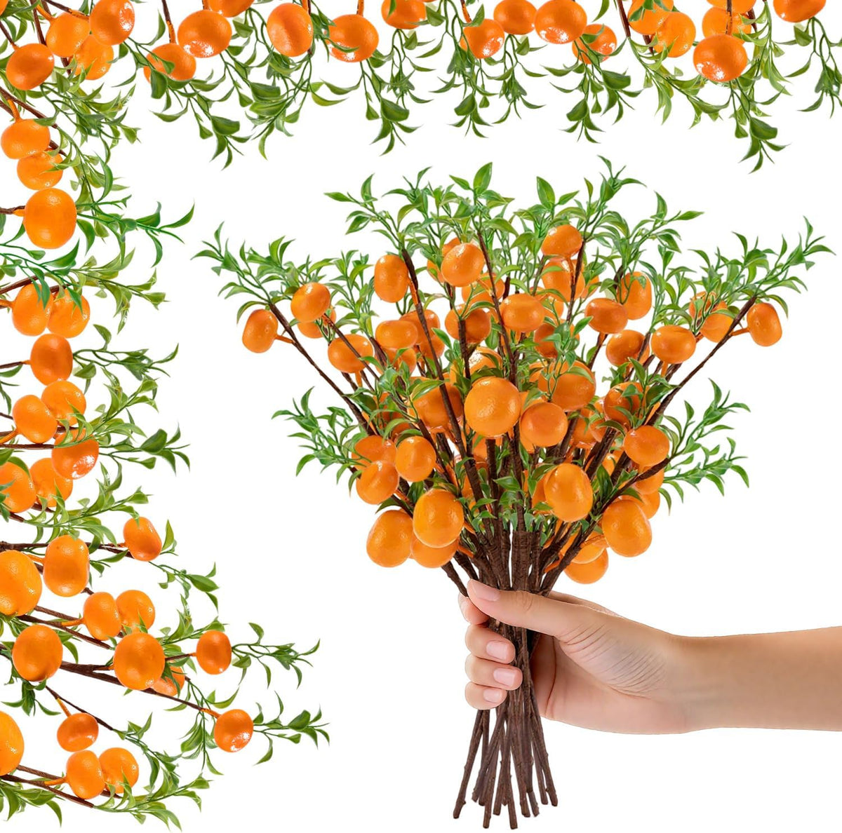 4Pcs 31.5 Inch Artificial Pomegranate Branches, Fake Fruit Branch
