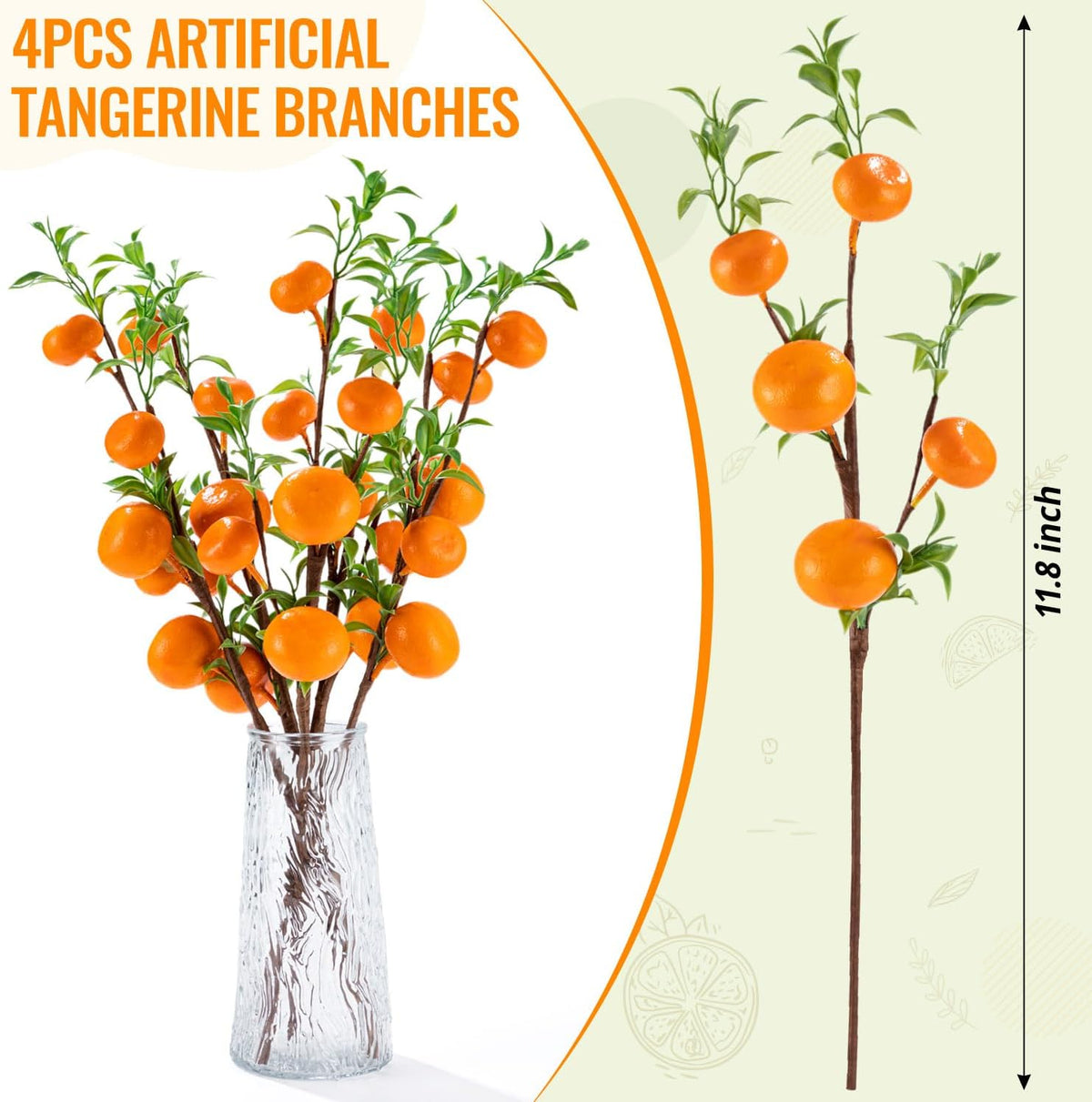 4Pcs 31.5 Inch Artificial Pomegranate Branches, Fake Fruit Branch