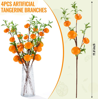 4Pcs 31.5 Inch Artificial Pomegranate Branches, Fake Fruit Branch