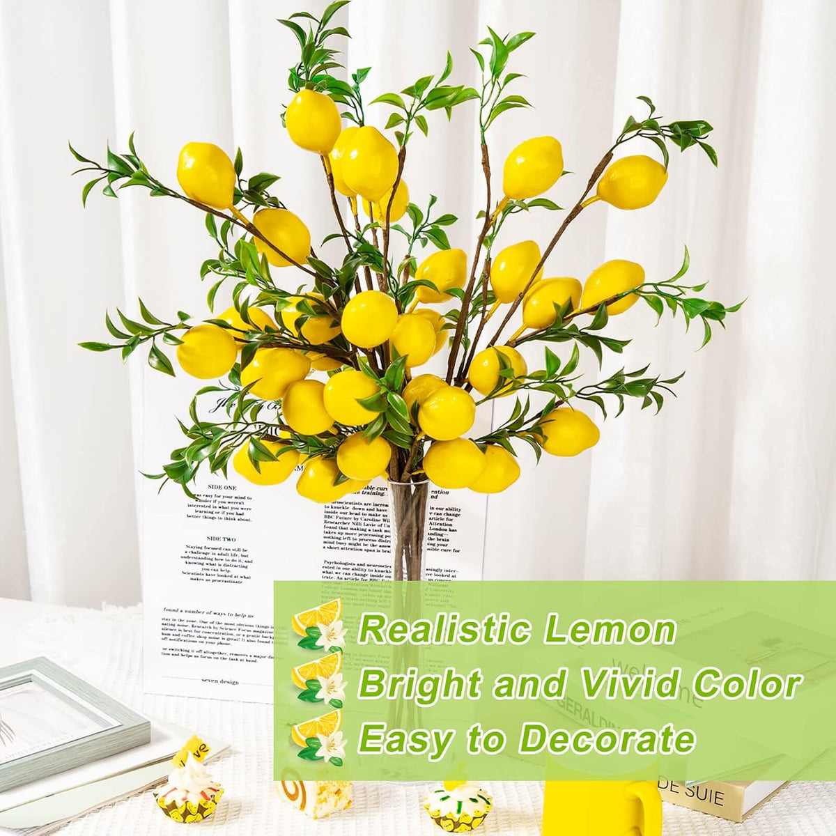 4Pcs 31.5 Inch Artificial Pomegranate Branches, Fake Fruit Branch