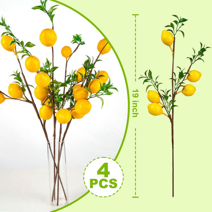 4Pcs 31.5 Inch Artificial Pomegranate Branches, Fake Fruit Branch
