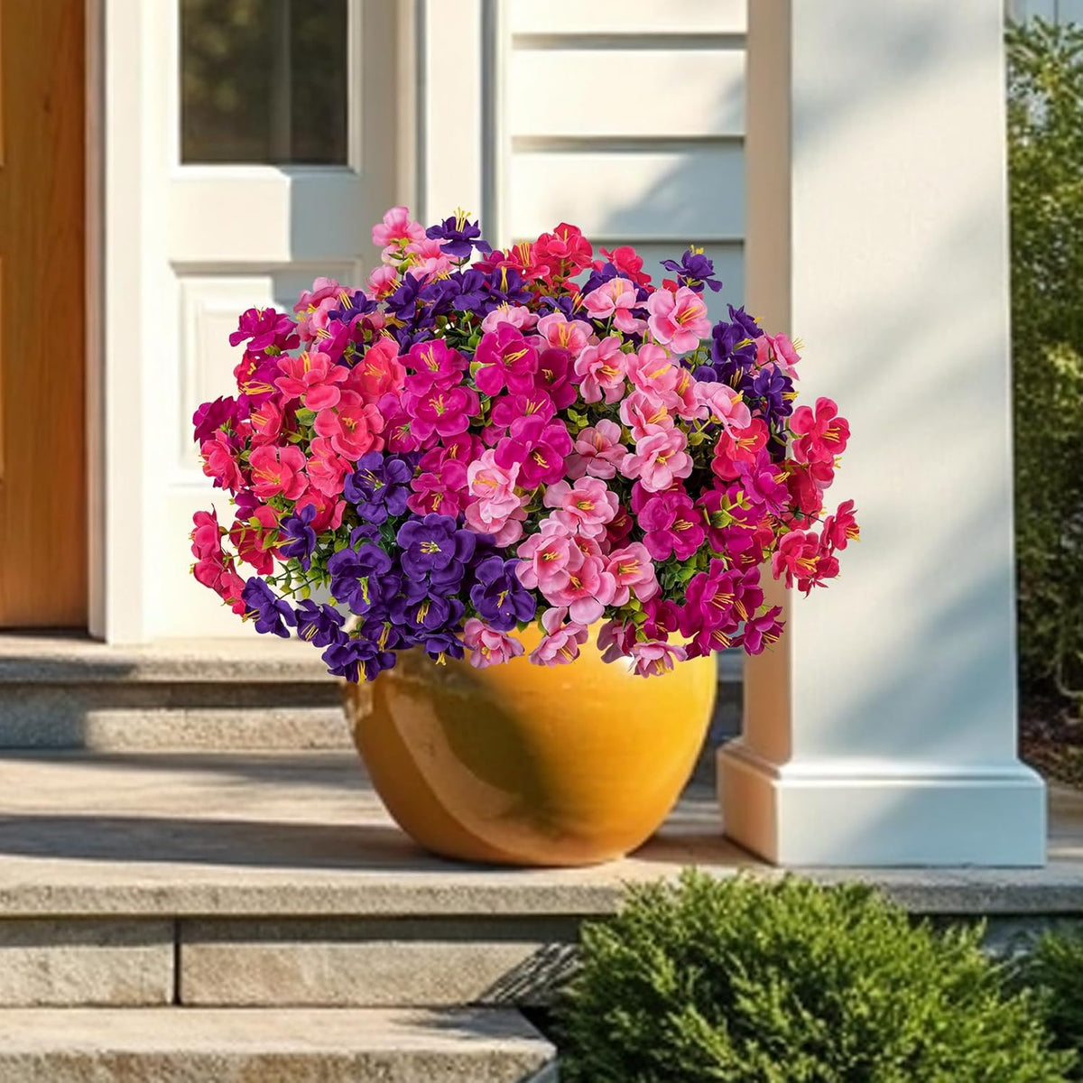 16 Bundles Realistic Artificial Camellia Flowers for Outdoor, UV Resistant Faux Lifelike Fake Flowers for Home Decor, Wedding, Centerpiece（Purple/Magenta/Rose Red/Pink）