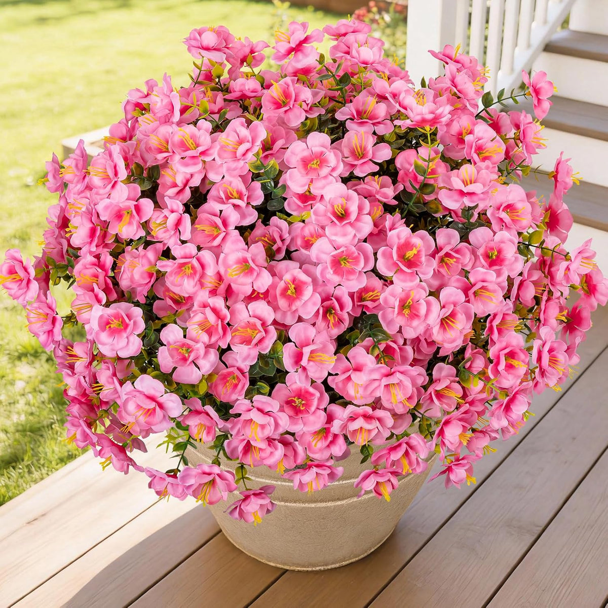 16 Bundles Realistic Artificial Camellia Flowers for Outdoor, UV Resistant Faux Lifelike Fake Flowers for Home Decor, Wedding, Centerpiece（Purple/Magenta/Rose Red/Pink）