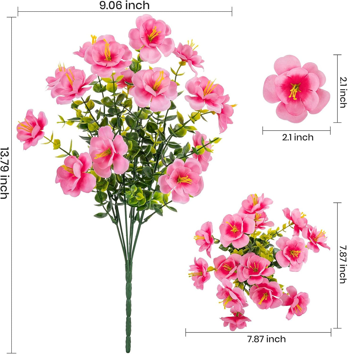 16 Bundles Realistic Artificial Camellia Flowers for Outdoor, UV Resistant Faux Lifelike Fake Flowers for Home Decor, Wedding, Centerpiece（Purple/Magenta/Rose Red/Pink）