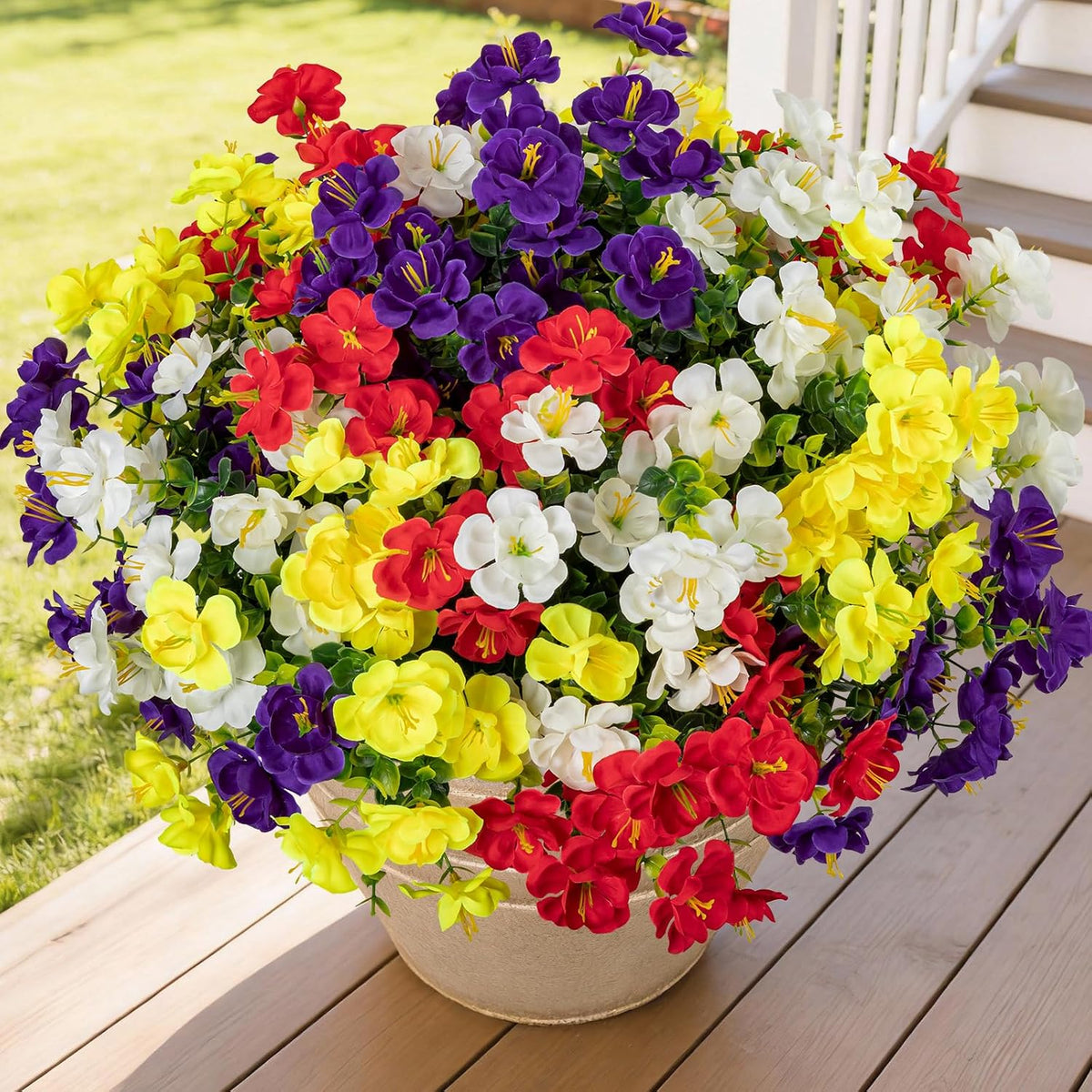 16 Bundles Realistic Artificial Camellia Flowers for Outdoor, UV Resistant Faux Lifelike Fake Flowers for Home Decor, Wedding, Centerpiece（Purple/Magenta/Rose Red/Pink）
