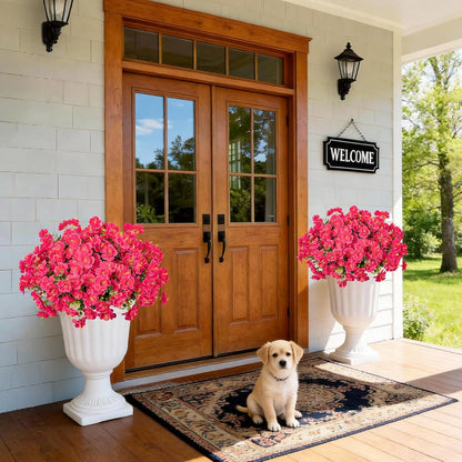16 Bundles Realistic Artificial Camellia Flowers for Outdoor, UV Resistant Faux Lifelike Fake Flowers for Home Decor, Wedding, Centerpiece（Purple/Magenta/Rose Red/Pink）