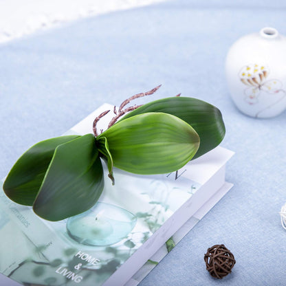 Orchid Leaves Artificial Phalaenopsis Stems Leaf Real Touch 8" 2pcs