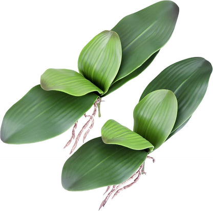 Orchid Leaves Artificial Phalaenopsis Stems Leaf Real Touch 8" 2pcs