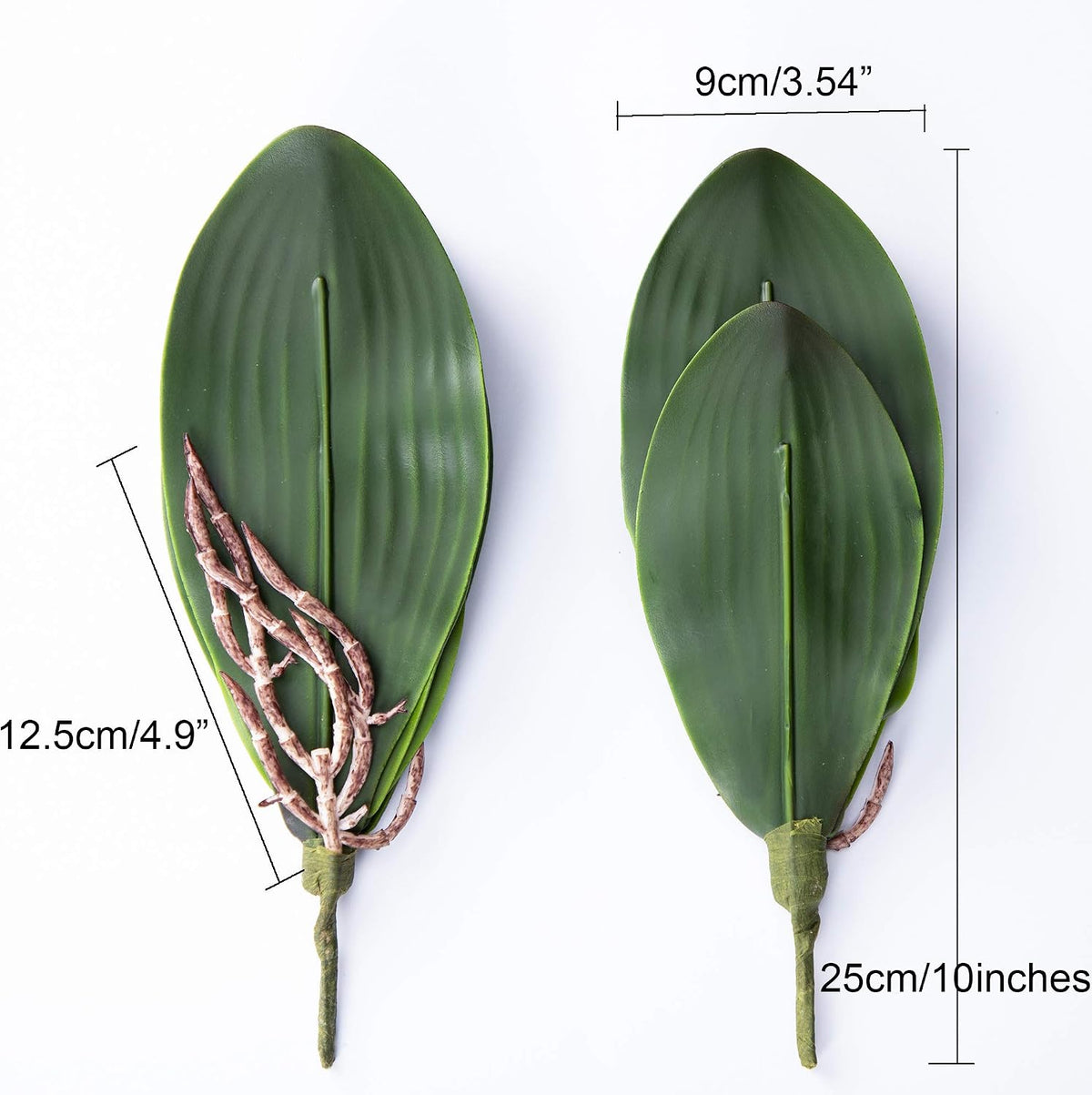 Orchid Leaves Artificial Phalaenopsis Stems Leaf Real Touch 8" 2pcs