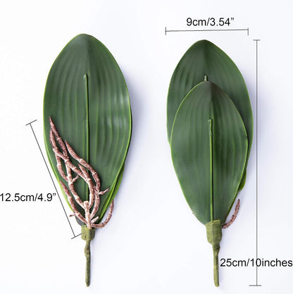 Orchid Leaves Artificial Phalaenopsis Stems Leaf Real Touch 8" 2pcs