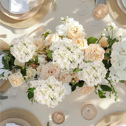 10PCS Hydrangea Artificial Flowers, Faux White Flowers for Wedding Centerpieces, DIY Bouquets, Bridal Shower, Floral Decor Home Decoration with Stems (VASE NOT Included)