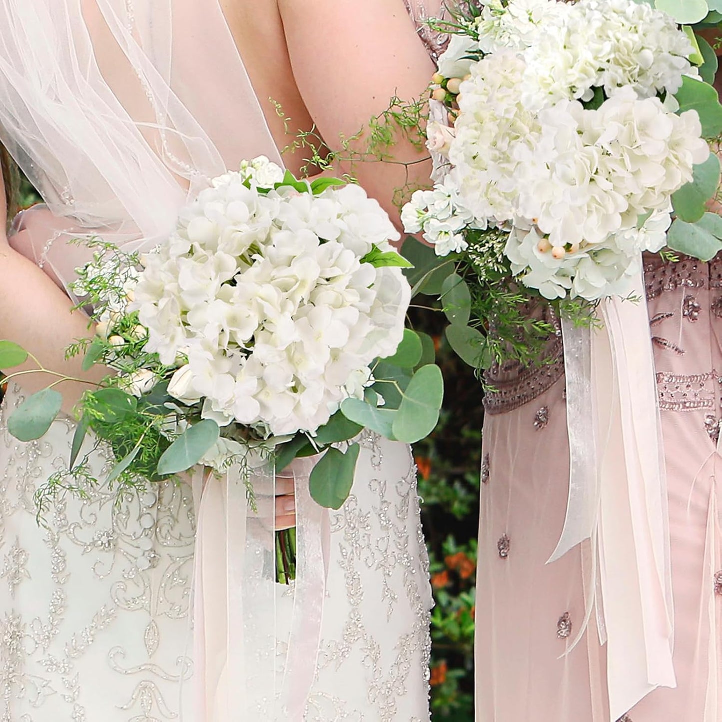 10PCS Hydrangea Artificial Flowers, Faux White Flowers for Wedding Centerpieces, DIY Bouquets, Bridal Shower, Floral Decor Home Decoration with Stems (VASE NOT Included)
