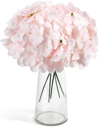 10PCS Hydrangea Artificial Flowers, Faux White Flowers for Wedding Centerpieces, DIY Bouquets, Bridal Shower, Floral Decor Home Decoration with Stems (VASE NOT Included)