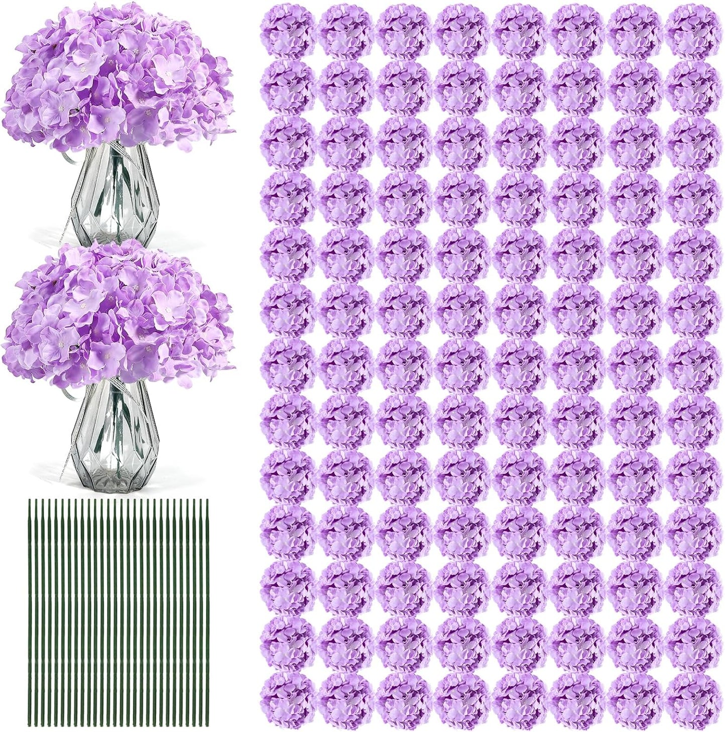 10PCS Hydrangea Artificial Flowers, Faux White Flowers for Wedding Centerpieces, DIY Bouquets, Bridal Shower, Floral Decor Home Decoration with Stems (VASE NOT Included)