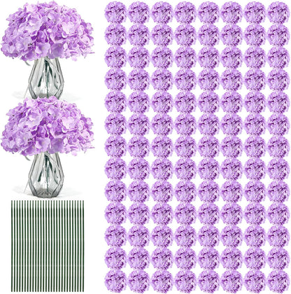 10PCS Hydrangea Artificial Flowers, Faux White Flowers for Wedding Centerpieces, DIY Bouquets, Bridal Shower, Floral Decor Home Decoration with Stems (VASE NOT Included)