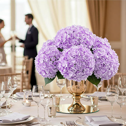10PCS Hydrangea Artificial Flowers, Faux White Flowers for Wedding Centerpieces, DIY Bouquets, Bridal Shower, Floral Decor Home Decoration with Stems (VASE NOT Included)