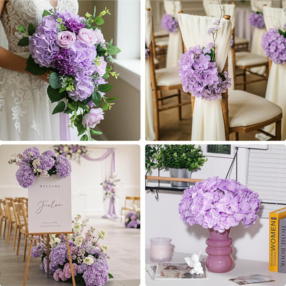 10PCS Hydrangea Artificial Flowers, Faux White Flowers for Wedding Centerpieces, DIY Bouquets, Bridal Shower, Floral Decor Home Decoration with Stems (VASE NOT Included)