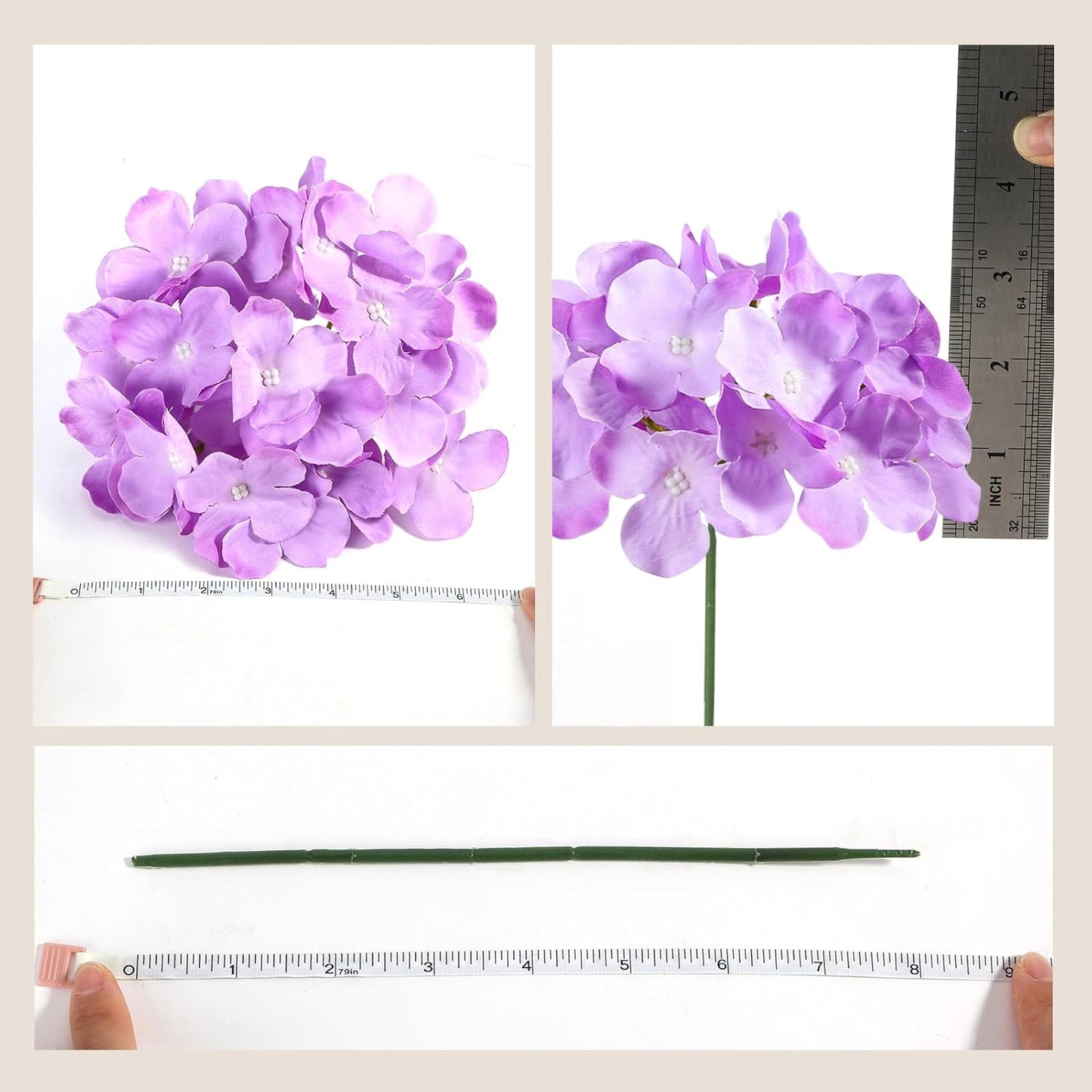 10PCS Hydrangea Artificial Flowers, Faux White Flowers for Wedding Centerpieces, DIY Bouquets, Bridal Shower, Floral Decor Home Decoration with Stems (VASE NOT Included)
