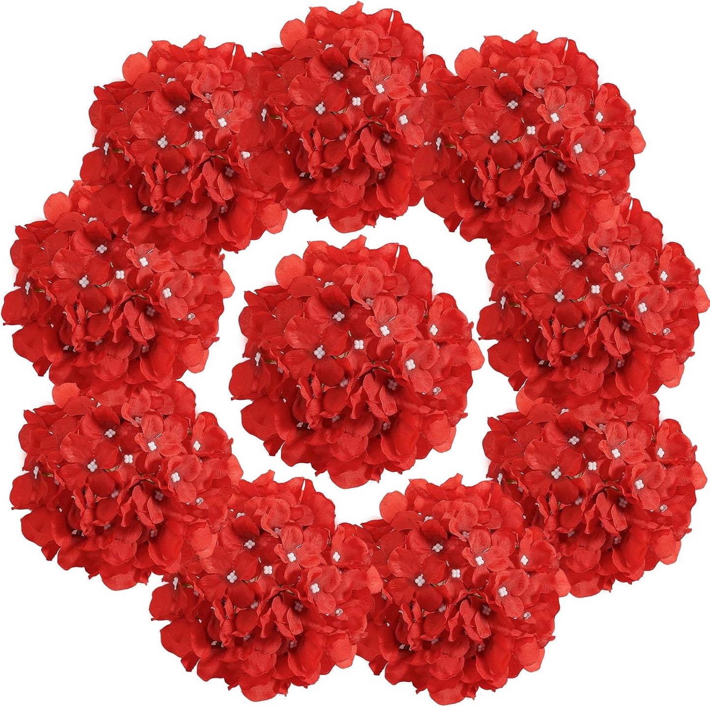 10PCS Hydrangea Artificial Flowers, Faux White Flowers for Wedding Centerpieces, DIY Bouquets, Bridal Shower, Floral Decor Home Decoration with Stems (VASE NOT Included)
