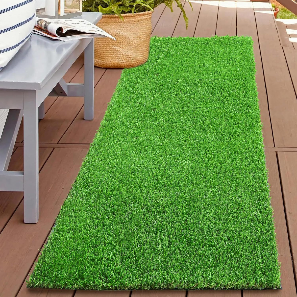 2FTX6FT Artificial Grass Runner Rug - Thick Outdoor Realistic Pets Friendly Fake Grass Pads for Dogs Potty Patio Balcony, 1" Pile Height