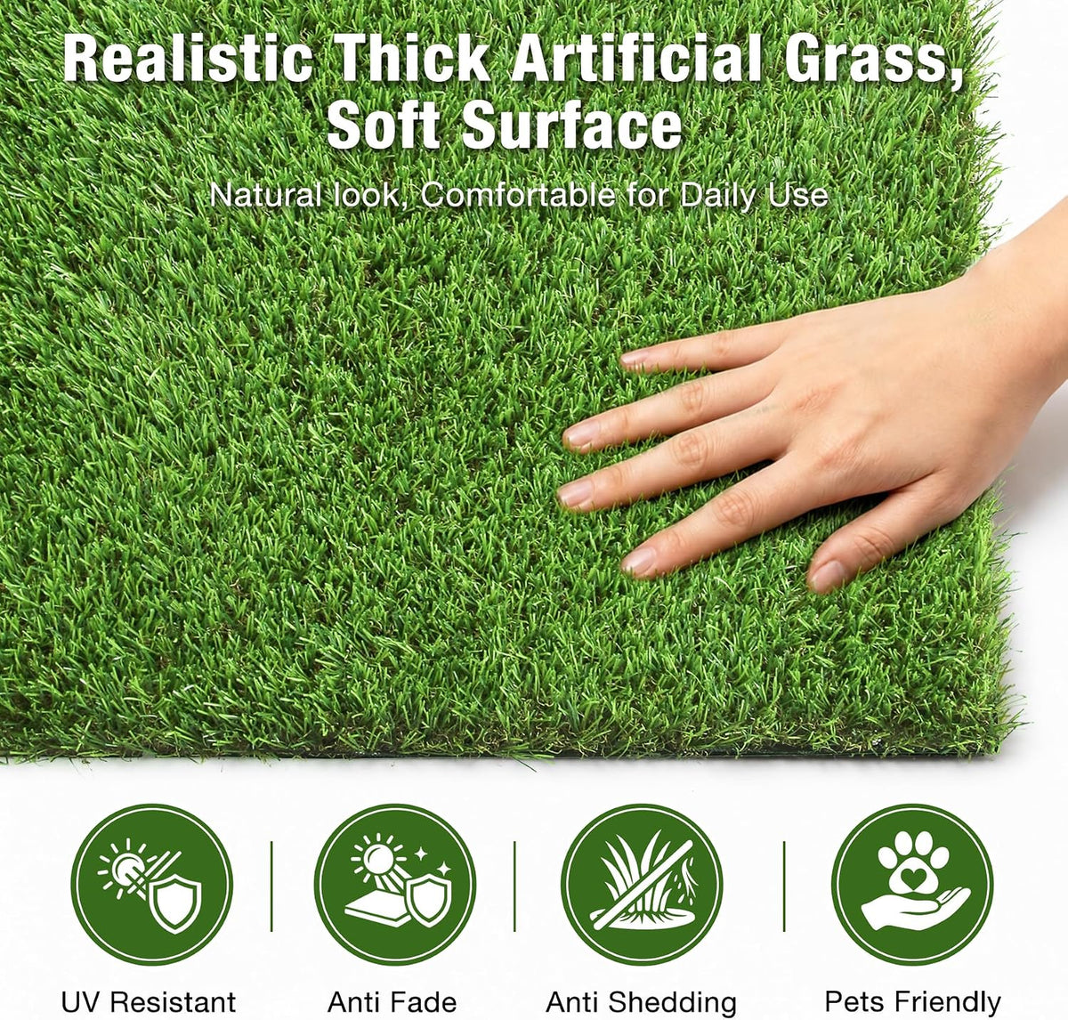 2FTX6FT Artificial Grass Runner Rug - Thick Outdoor Realistic Pets Friendly Fake Grass Pads for Dogs Potty Patio Balcony, 1" Pile Height
